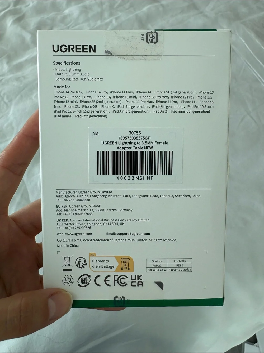 UGREEN Lightning to 3.5mm Audio Adapter - Black/Gray